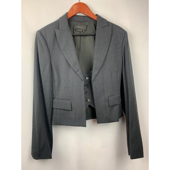 Women’s BCBG Maxazria Gray Striped Suit Set Size M and Pant Size 8 - Picture 2 of 15